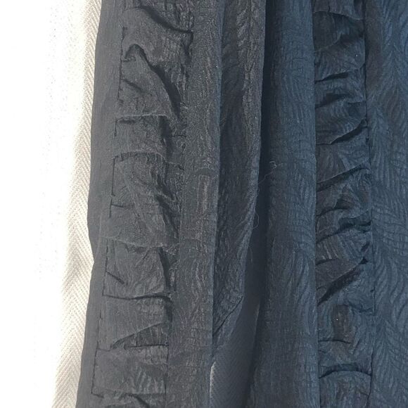 Joanie Char Black Vintage Silk Mid Length Embossed Ruched Long Sleeve Dress 6 - Picture 4 of 6